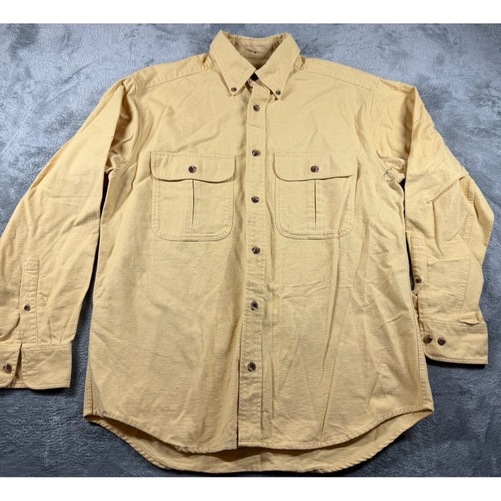 Cabela's Deerskin Soft Chamois Shirt Yellow Button Up M Regular